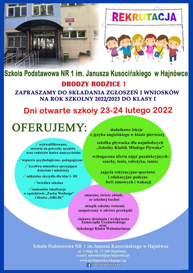 Szkoła Podstawowa Nr 1 Hajnówka ZAPROSZENIE na dni otwarte w Szkole Podstawowej nr 1 w Hajnówce - 23